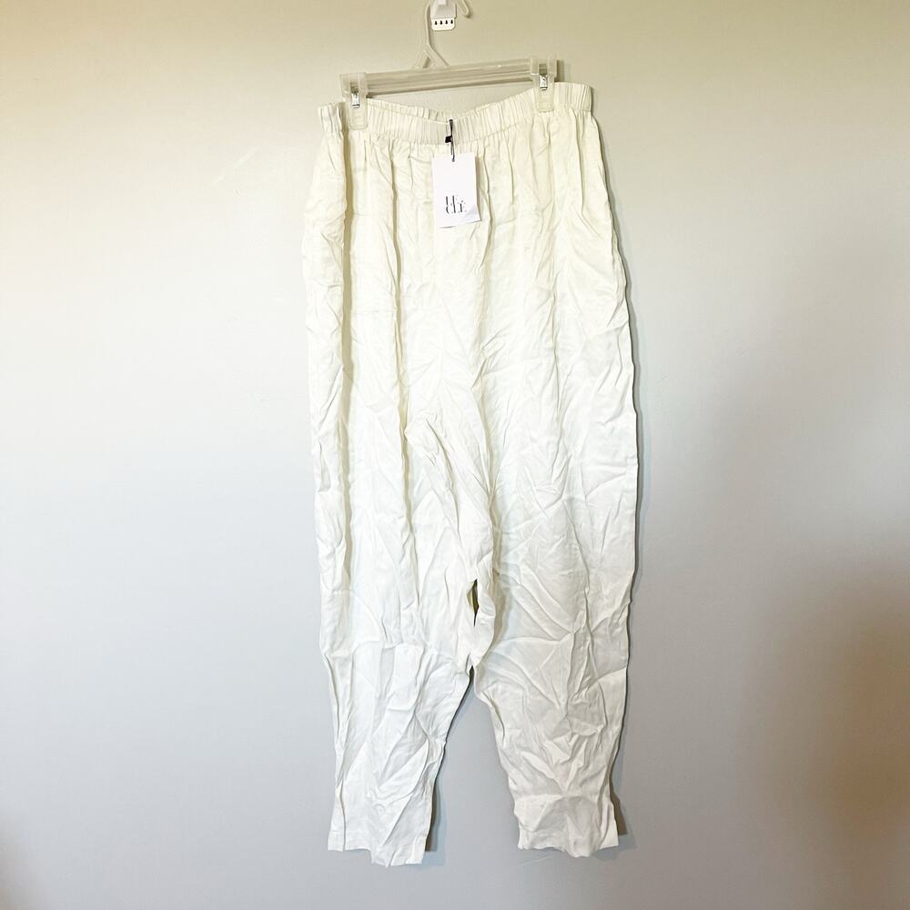 Le Clé ivory‎ satin pants pull on new with tags large